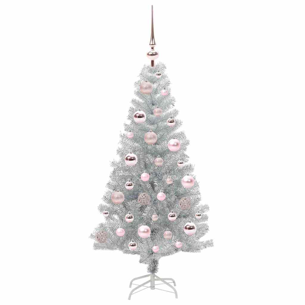 Christmas Tree with 150 LEDs with Stand Silver 120 cm PET