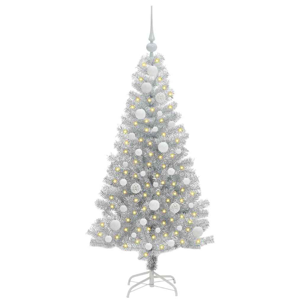 Christmas Tree with 150 LEDs with Stand Silver 120 cm PET