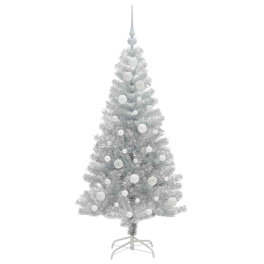 Christmas Tree with 150 LEDs with Stand Silver 120 cm PET