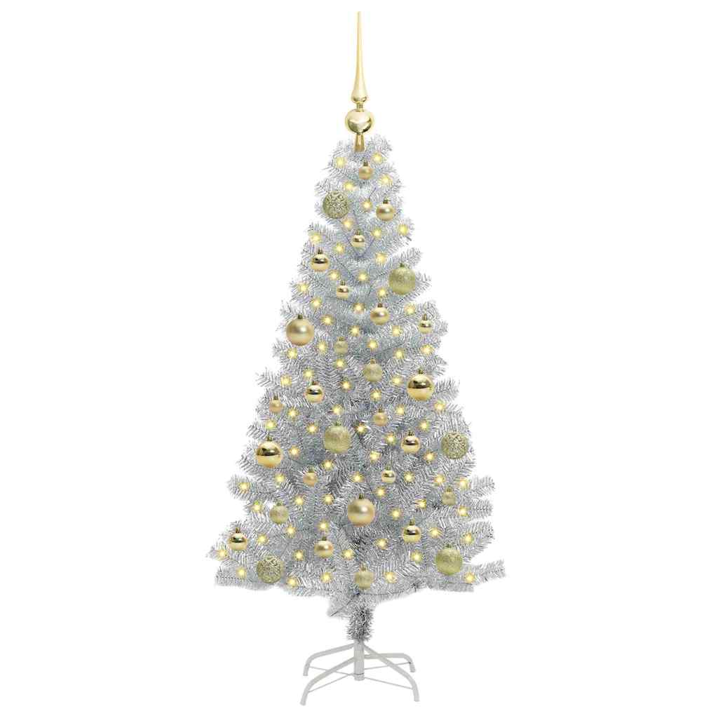 Christmas Tree with 150 LEDs with Stand Silver 120 cm PET