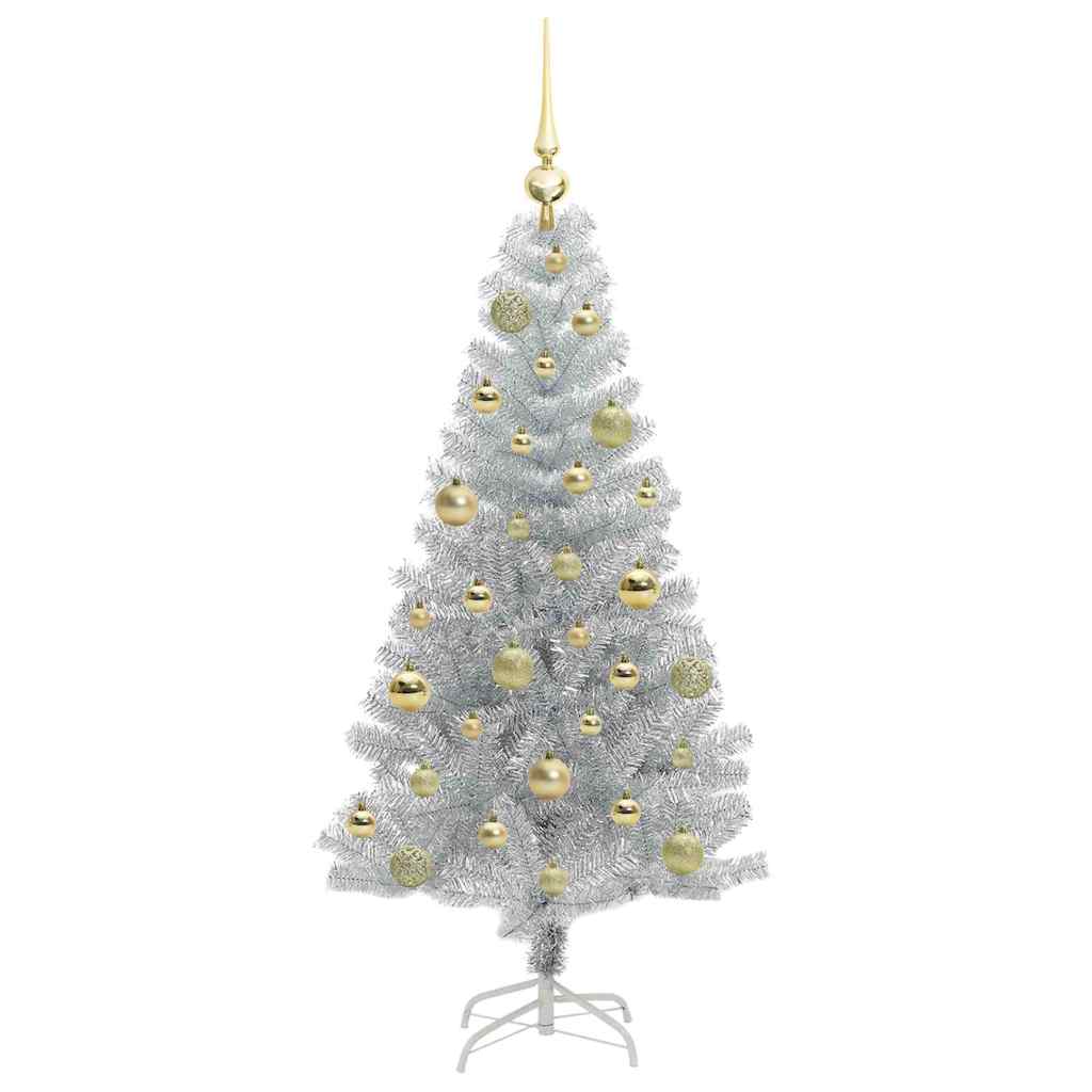 Christmas Tree with 150 LEDs with Stand Silver 120 cm PET