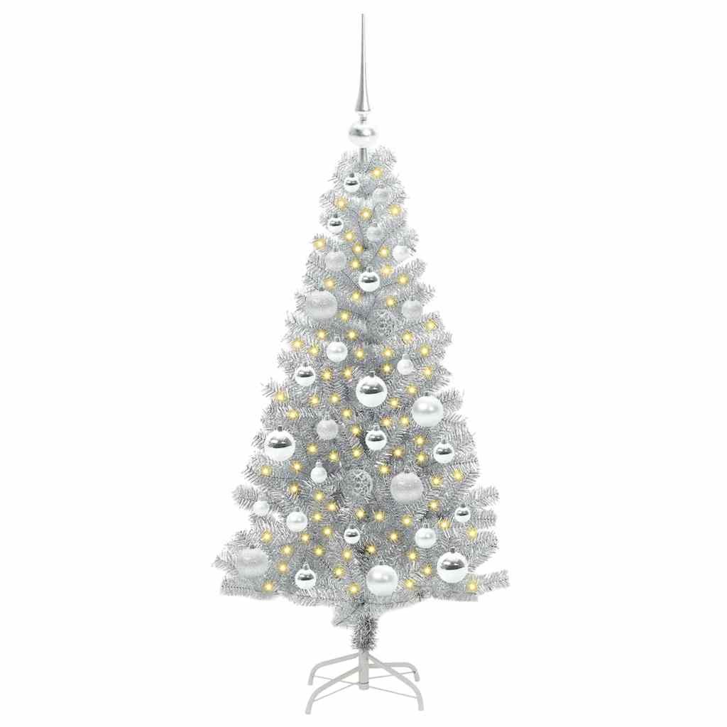 Christmas Tree with 150 LEDs with Stand Silver 120 cm PET