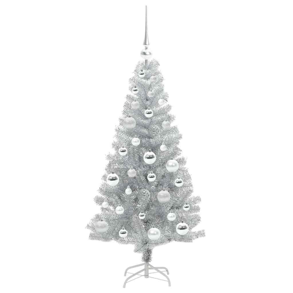 Christmas Tree with 150 LEDs with Stand Silver 120 cm PET