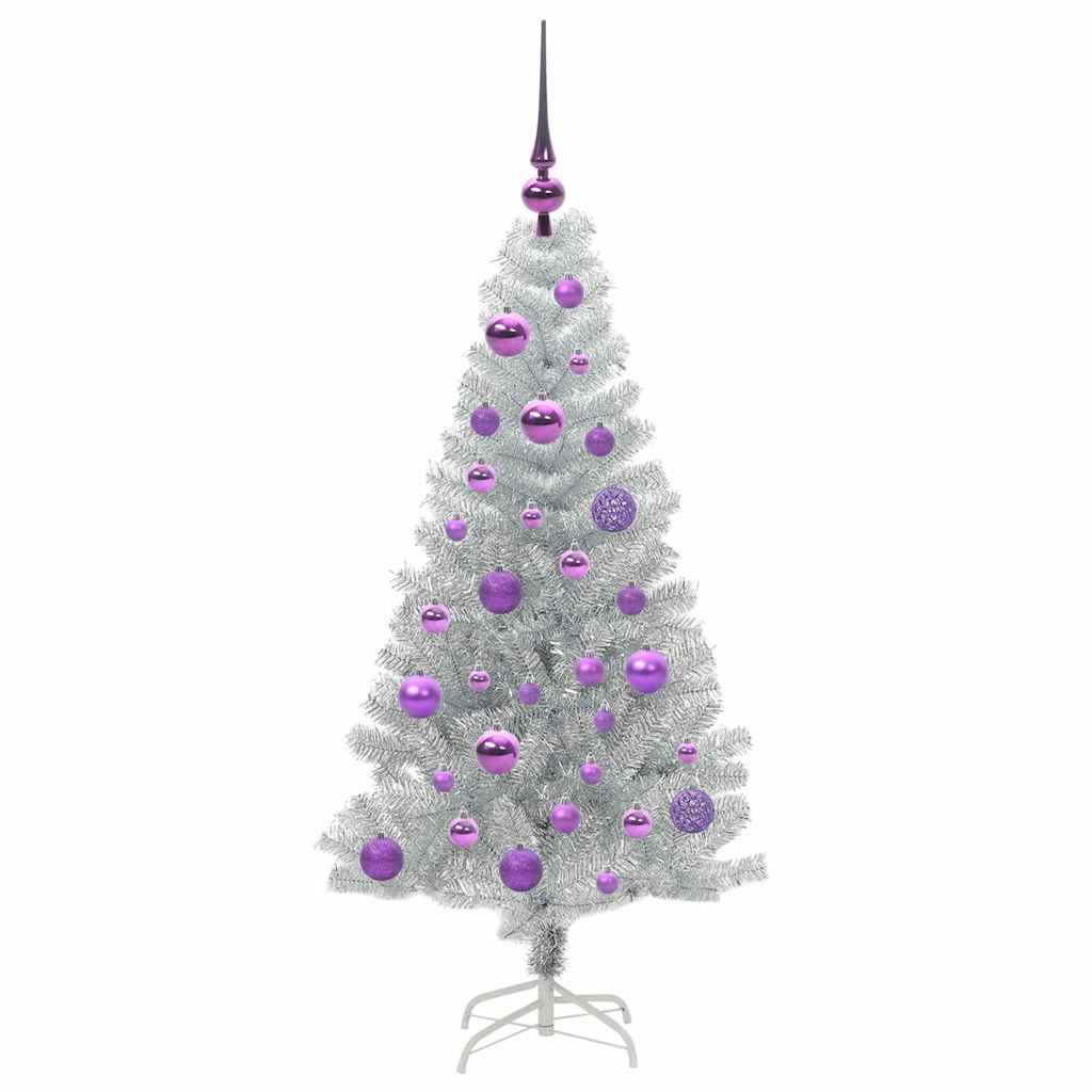 Christmas Tree with 150 LEDs with Stand Silver 120 cm PET