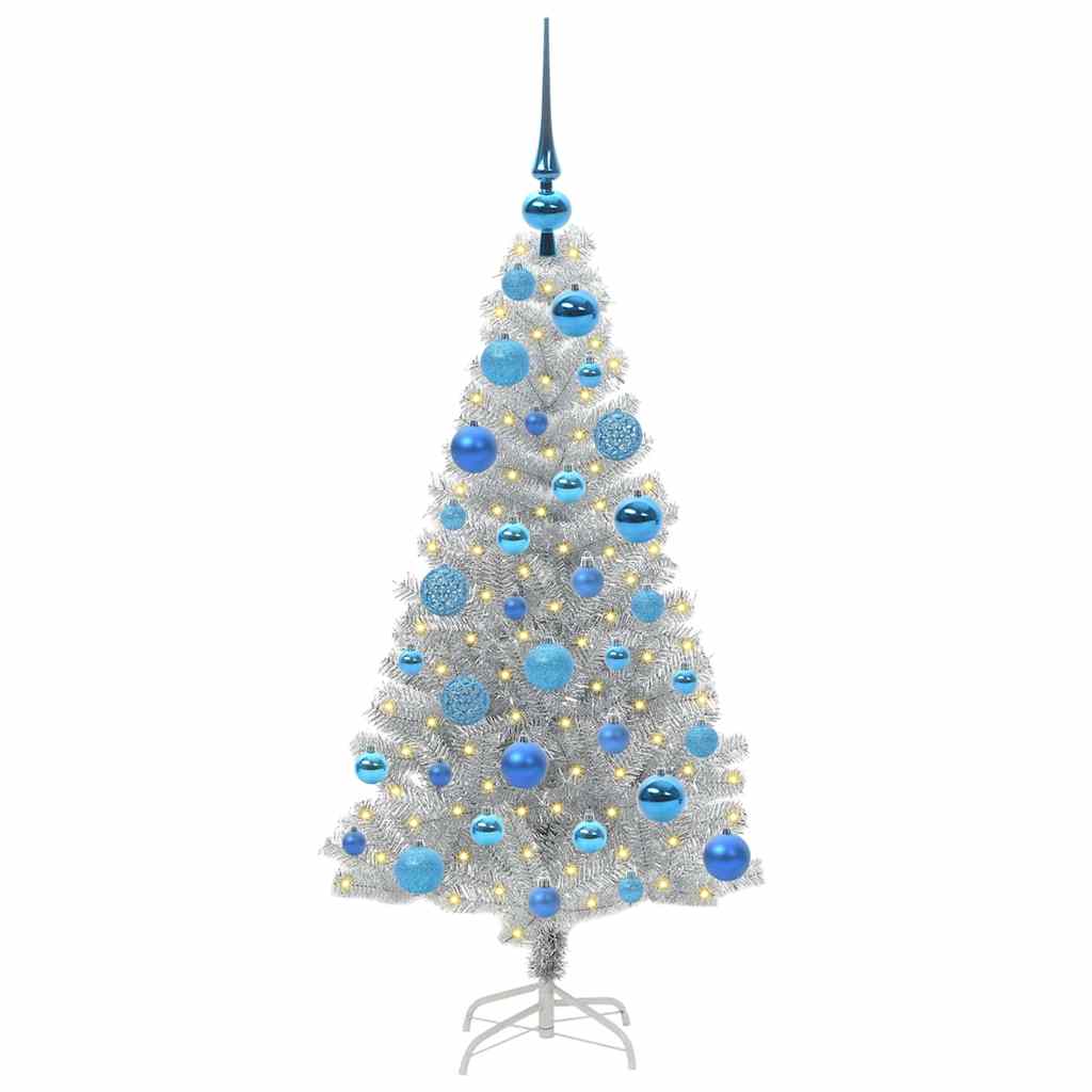 Christmas Tree with 150 LEDs with Stand Silver 120 cm PET