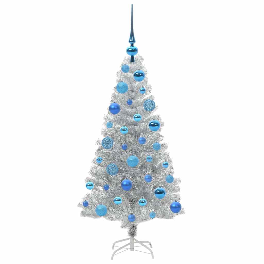 Christmas Tree with 150 LEDs with Stand Silver 120 cm PET