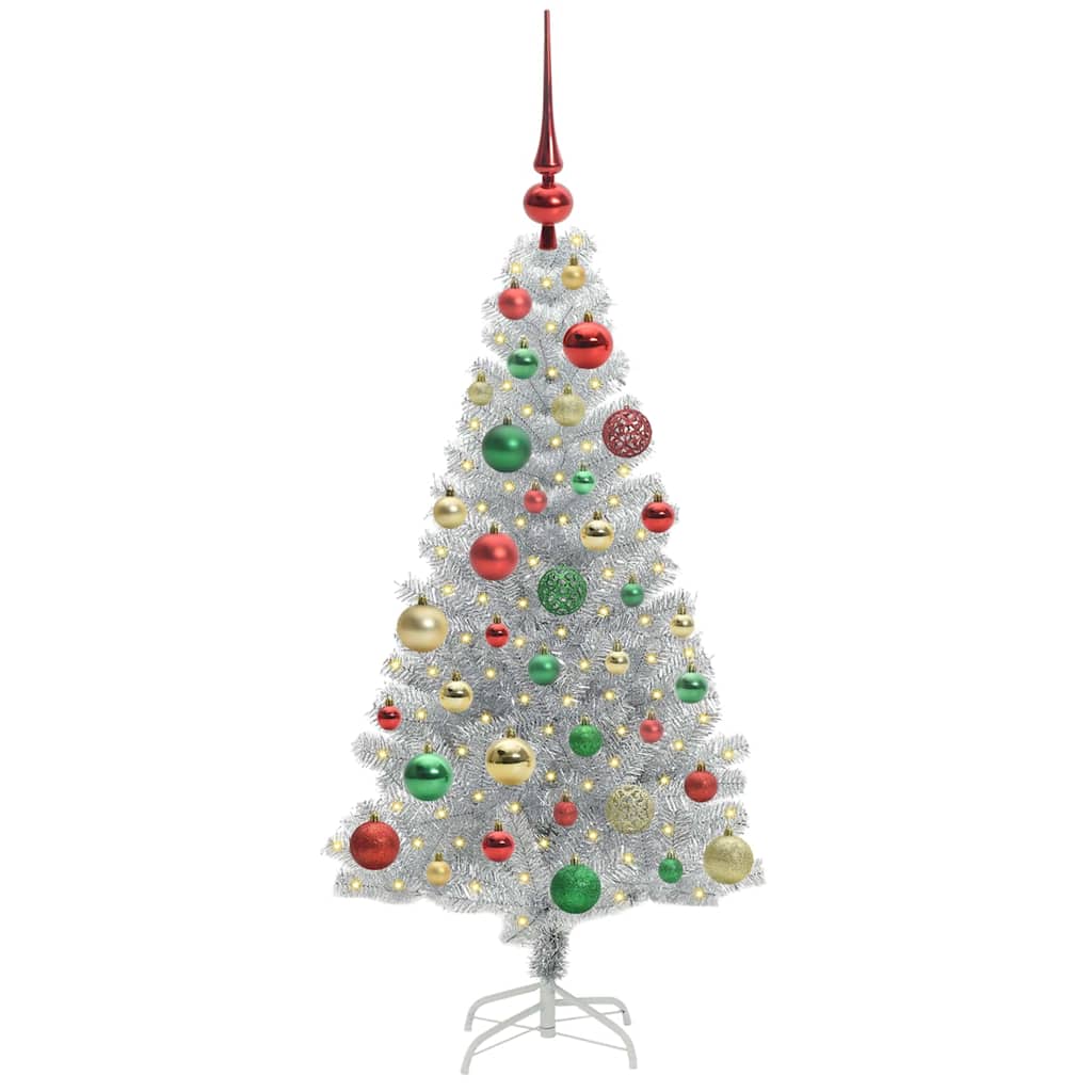 Christmas Tree with 150 LEDs with Stand Silver 120 cm PET