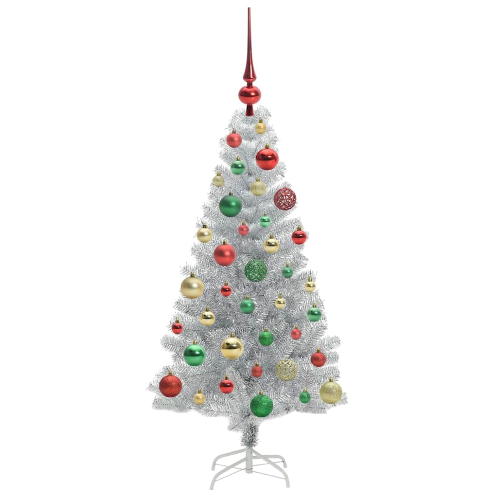 Christmas Tree with 150 LEDs with Stand Silver 120 cm PET