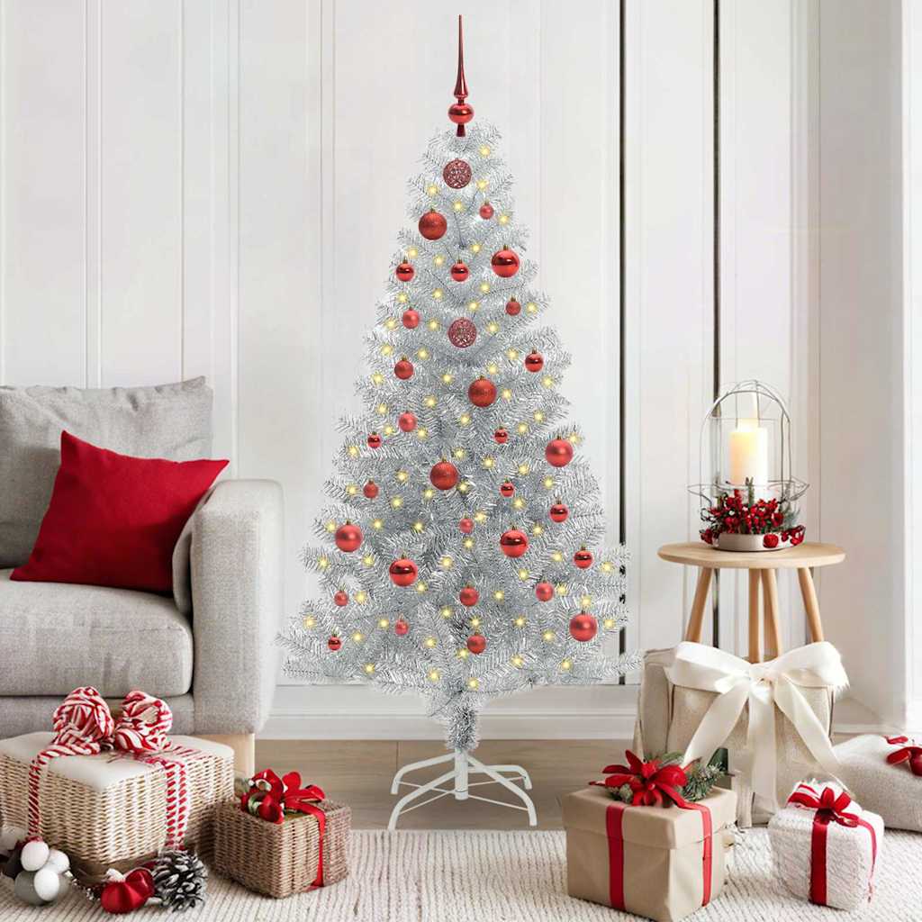 Christmas Tree with 150 LEDs with Stand Silver 150 cm PET