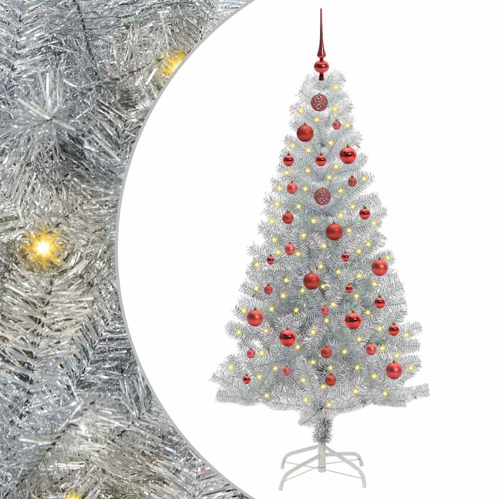 Christmas Tree with 150 LEDs with Stand Silver 150 cm PET