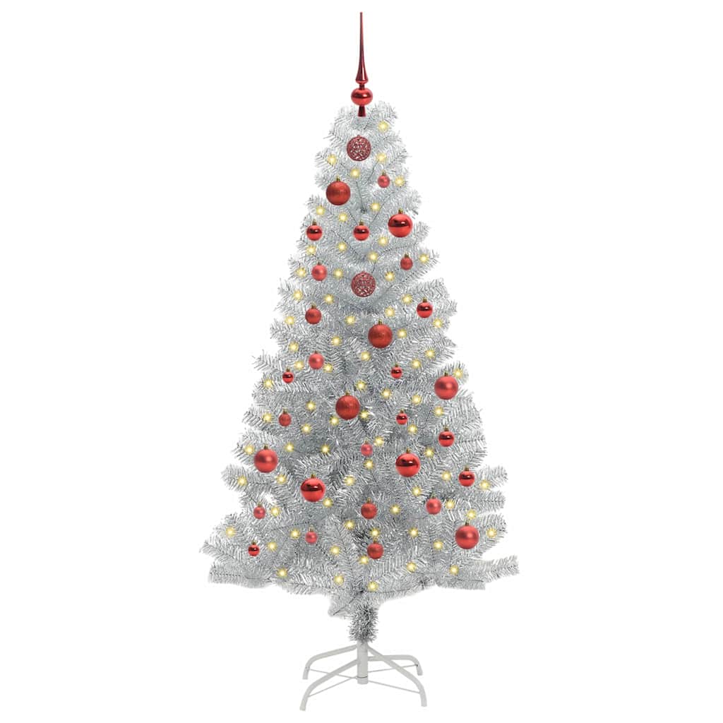 Christmas Tree with 150 LEDs with Stand Silver 150 cm PET