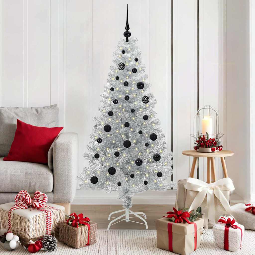Christmas Tree with 150 LEDs with Stand Silver 150 cm PET