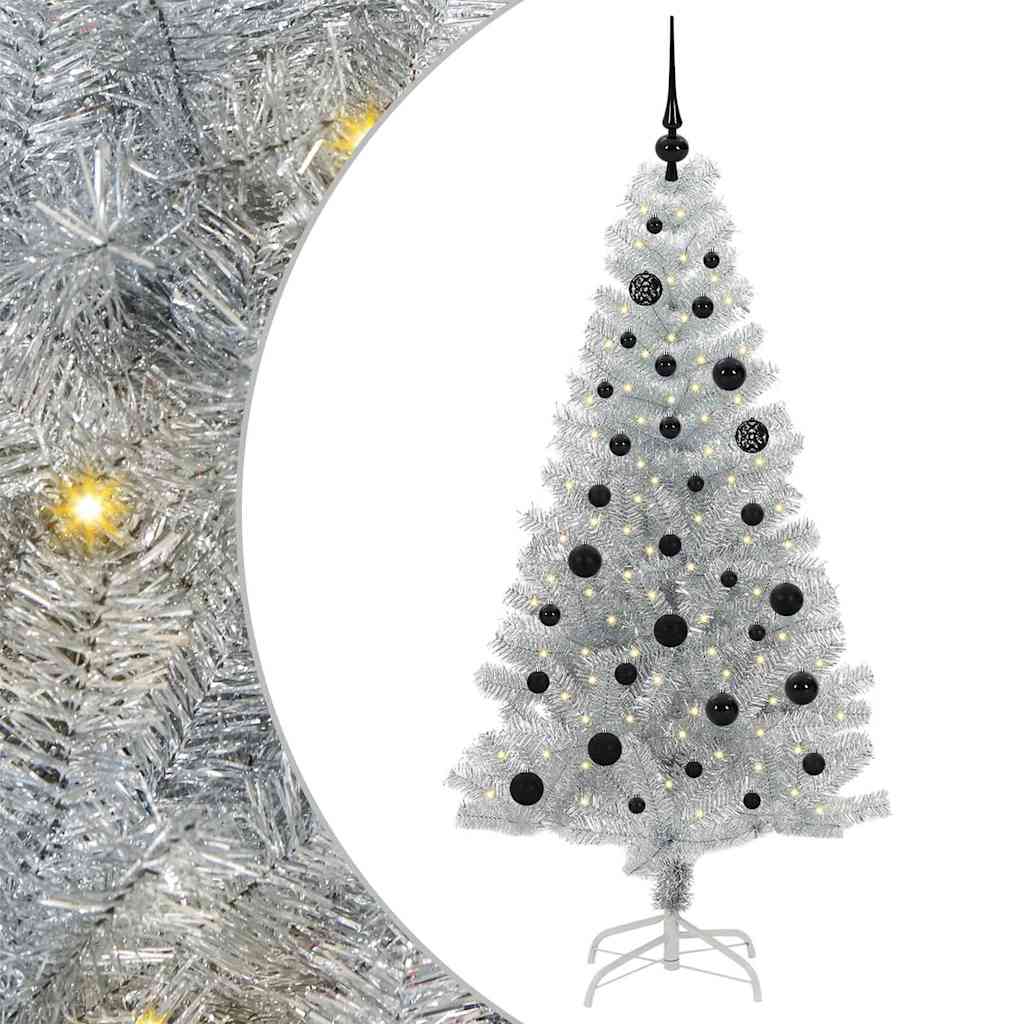 Christmas Tree with 150 LEDs with Stand Silver 150 cm PET