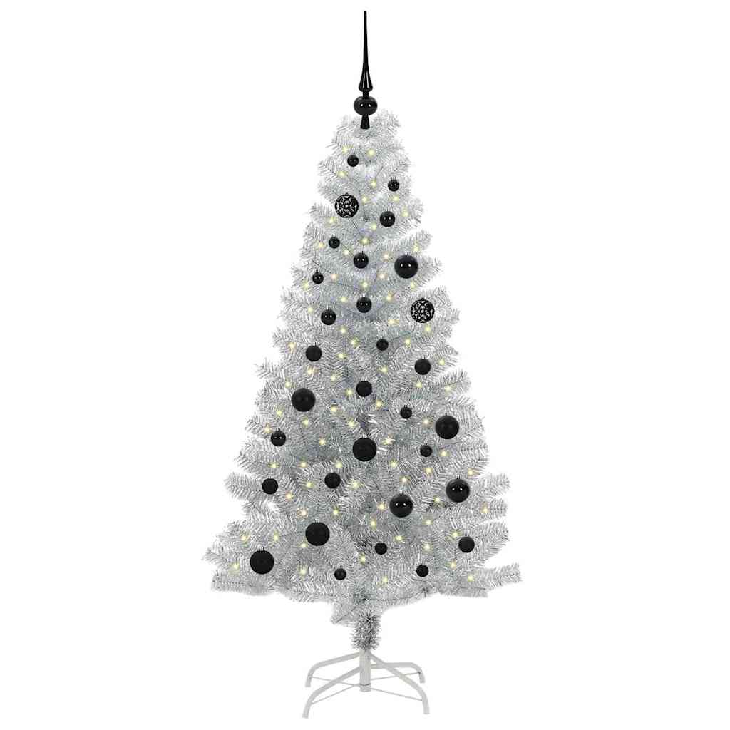 Christmas Tree with 150 LEDs with Stand Silver 150 cm PET
