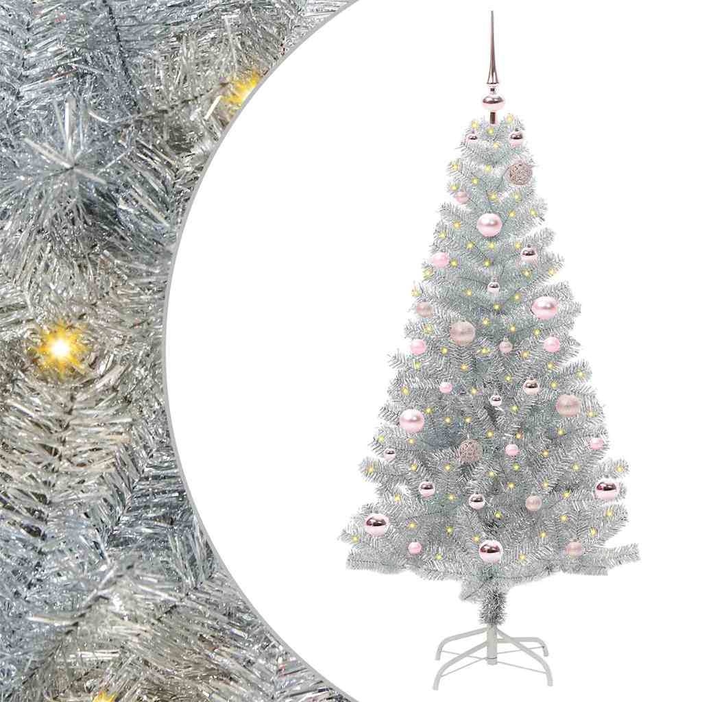 Christmas Tree with 150 LEDs with Stand Silver 150 cm PET
