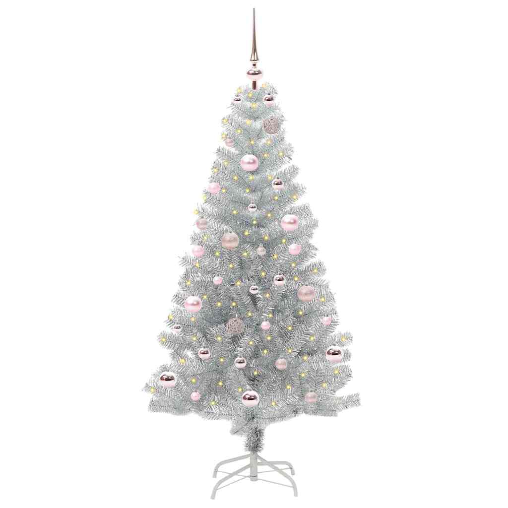 Christmas Tree with 150 LEDs with Stand Silver 150 cm PET