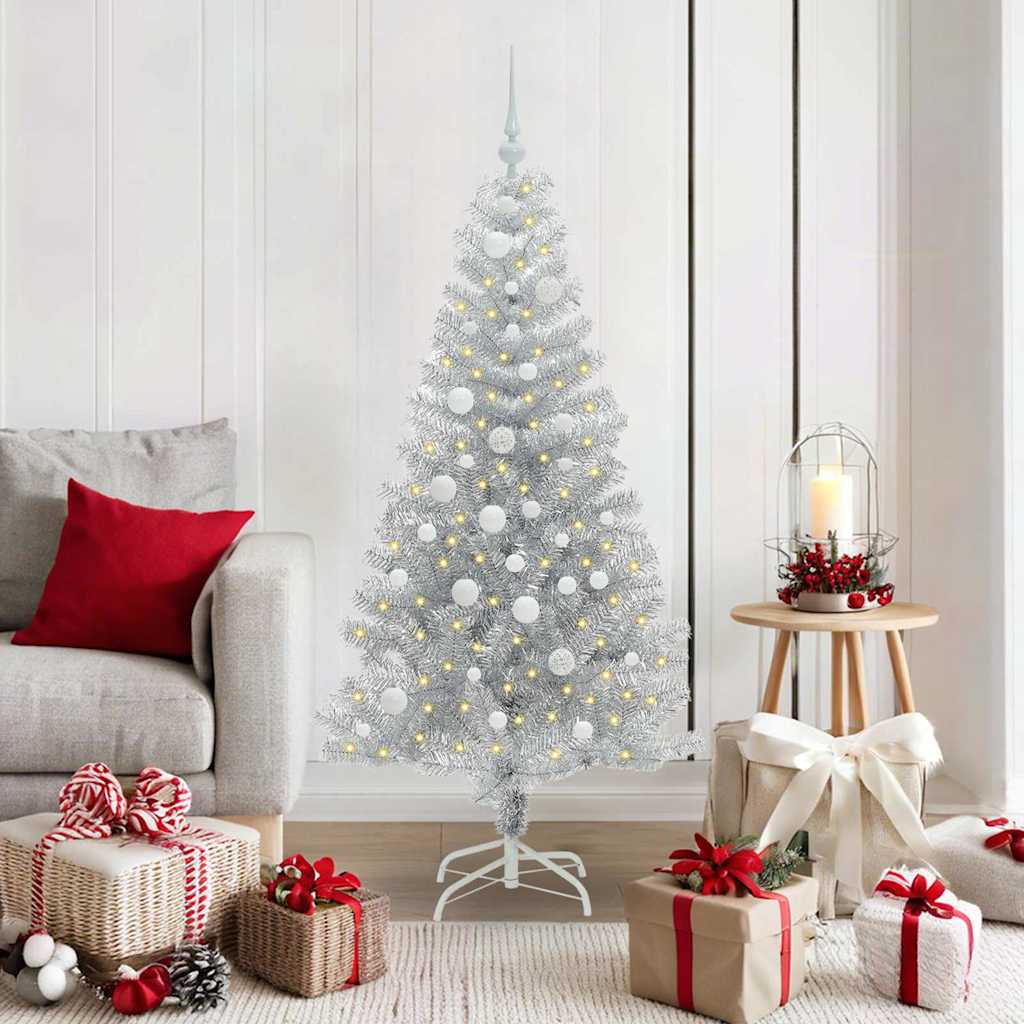 Christmas Tree with 150 LEDs with Stand Silver 150 cm PET