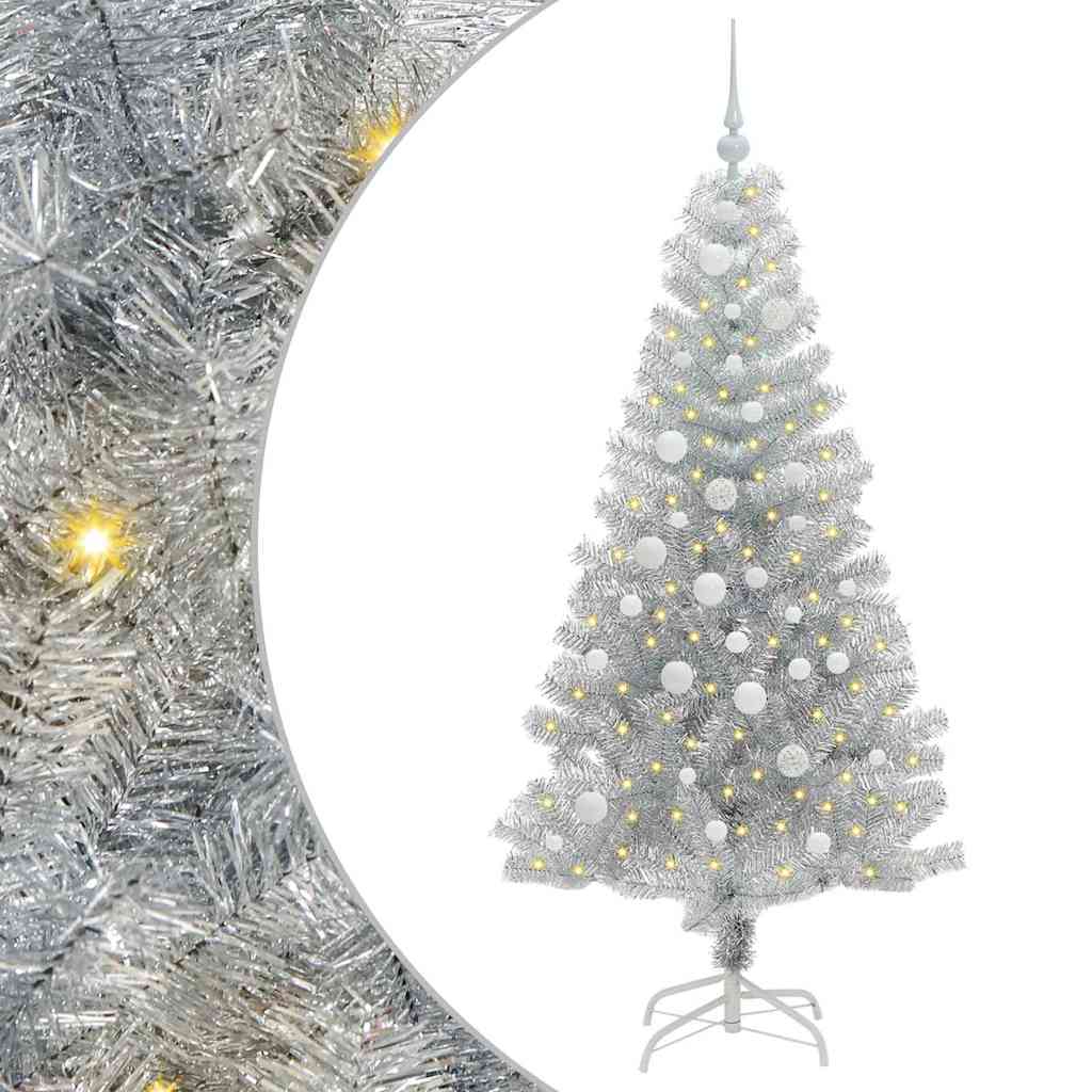 Christmas Tree with 150 LEDs with Stand Silver 150 cm PET