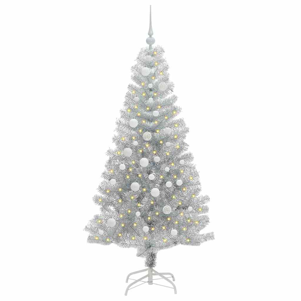 Christmas Tree with 150 LEDs with Stand Silver 150 cm PET