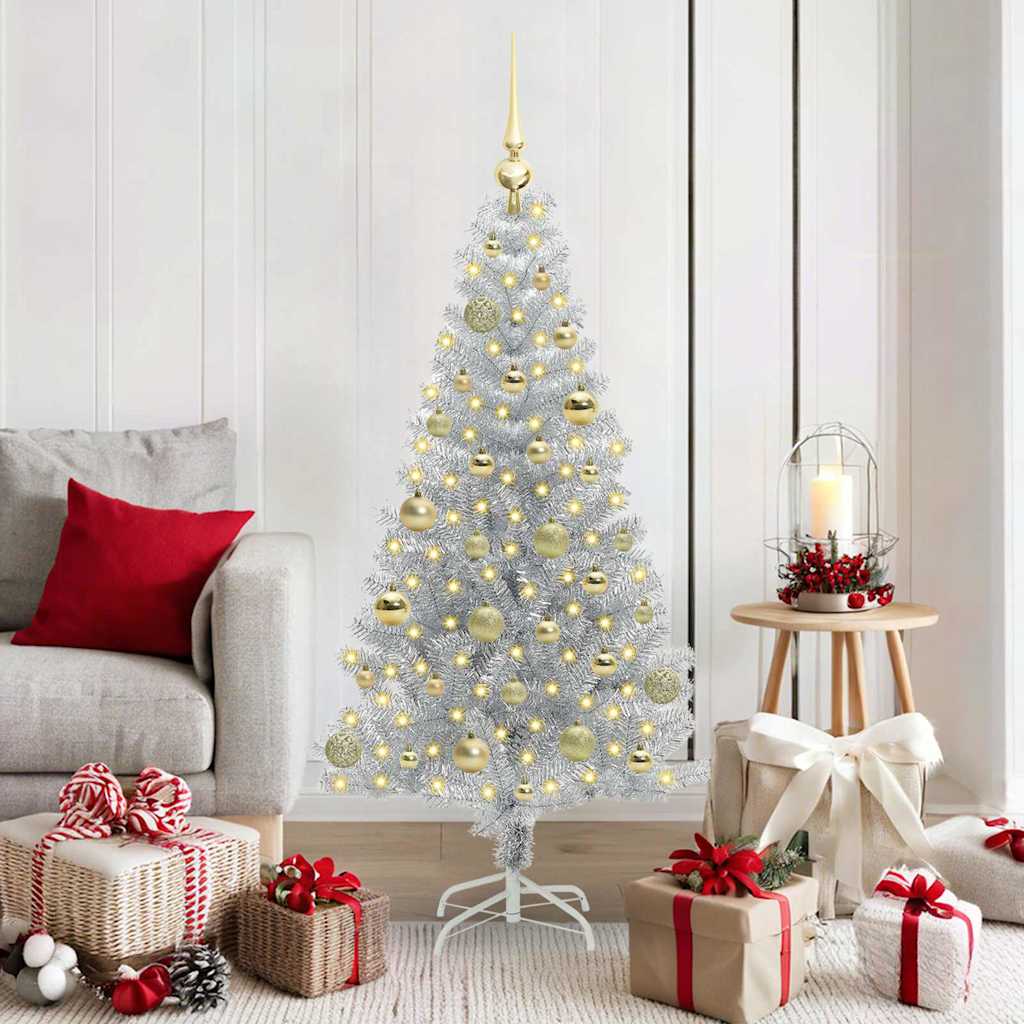 Christmas Tree with 150 LEDs with Stand Silver 150 cm PET