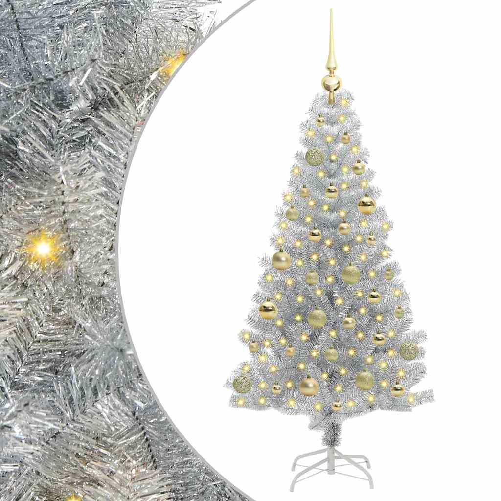 Christmas Tree with 150 LEDs with Stand Silver 150 cm PET