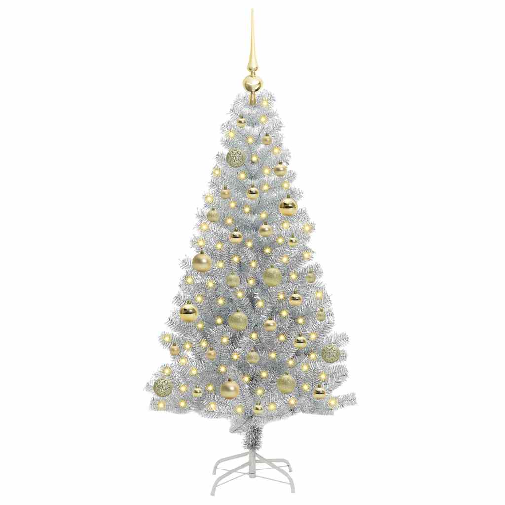 Christmas Tree with 150 LEDs with Stand Silver 150 cm PET