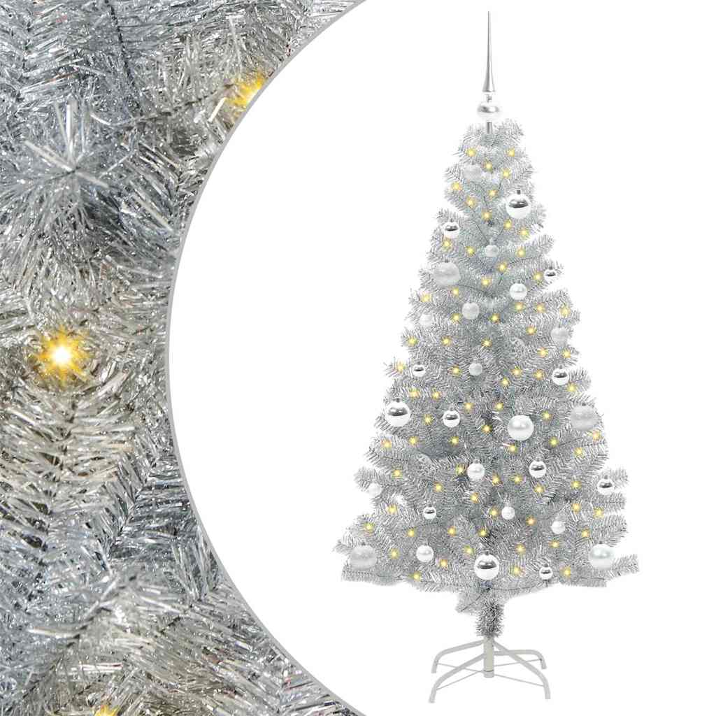 Christmas Tree with 150 LEDs with Stand Silver 150 cm PET