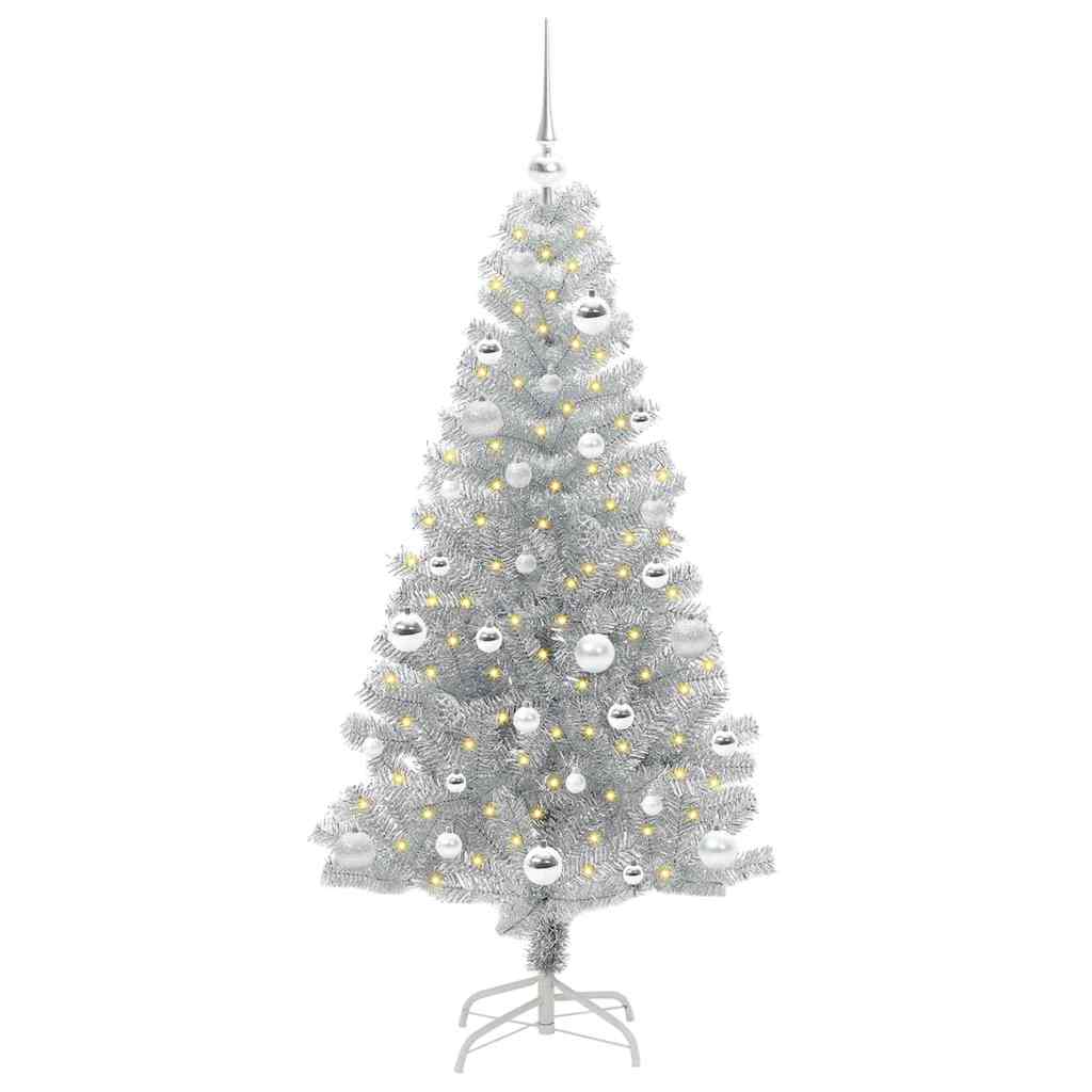 Christmas Tree with 150 LEDs with Stand Silver 150 cm PET