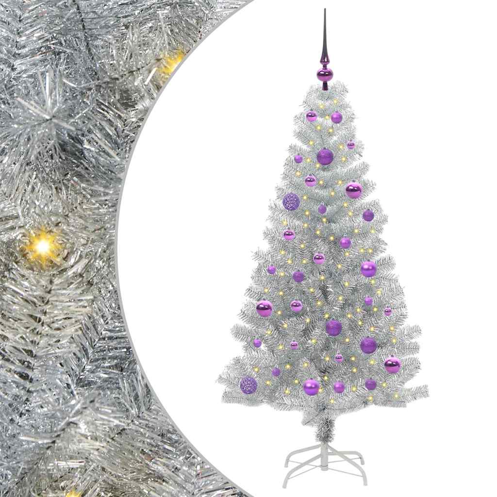 Christmas Tree with 150 LEDs with Stand Silver 150 cm PET