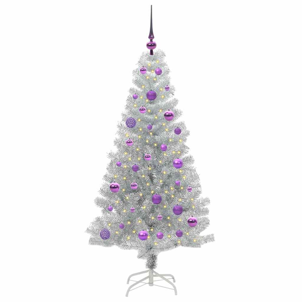 Christmas Tree with 150 LEDs with Stand Silver 150 cm PET