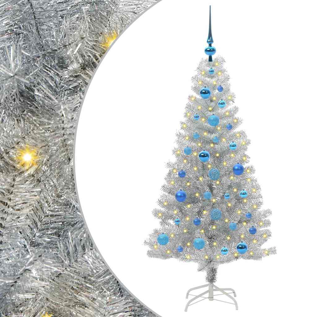 Christmas Tree with 150 LEDs with Stand Silver 150 cm PET