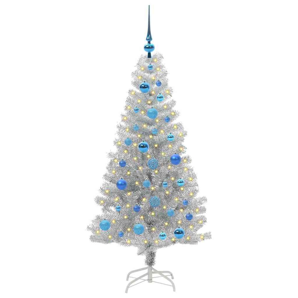 Christmas Tree with 150 LEDs with Stand Silver 150 cm PET