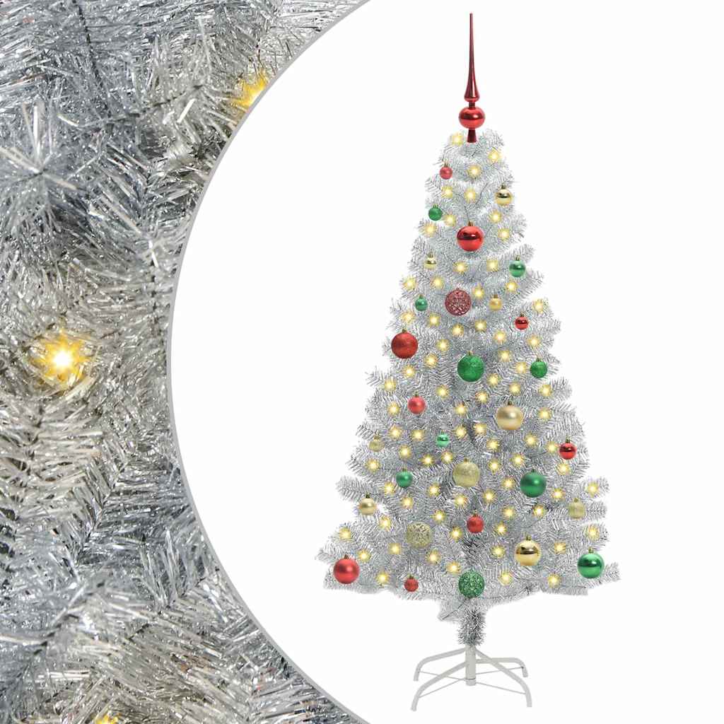 Christmas Tree with 150 LEDs with Stand Silver 150 cm PET