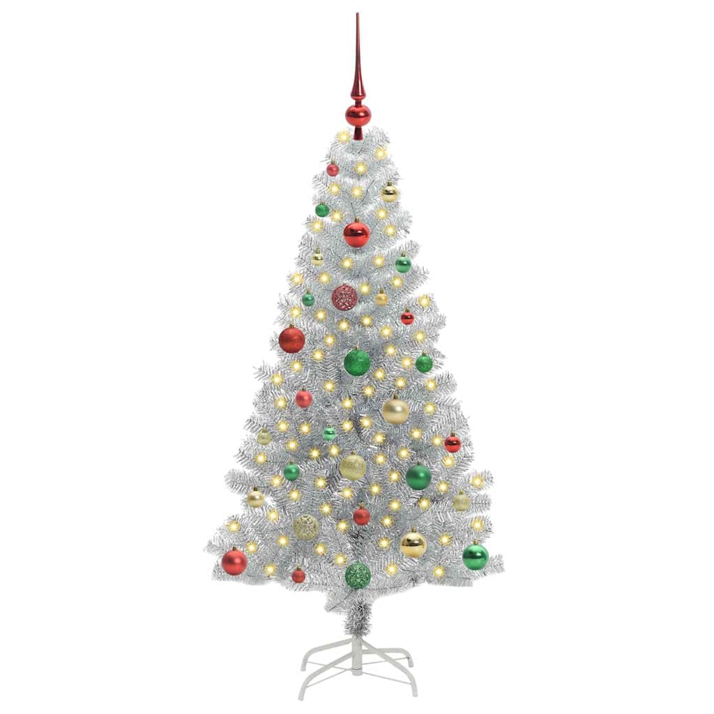 Christmas Tree with 150 LEDs with Stand Silver 150 cm PET