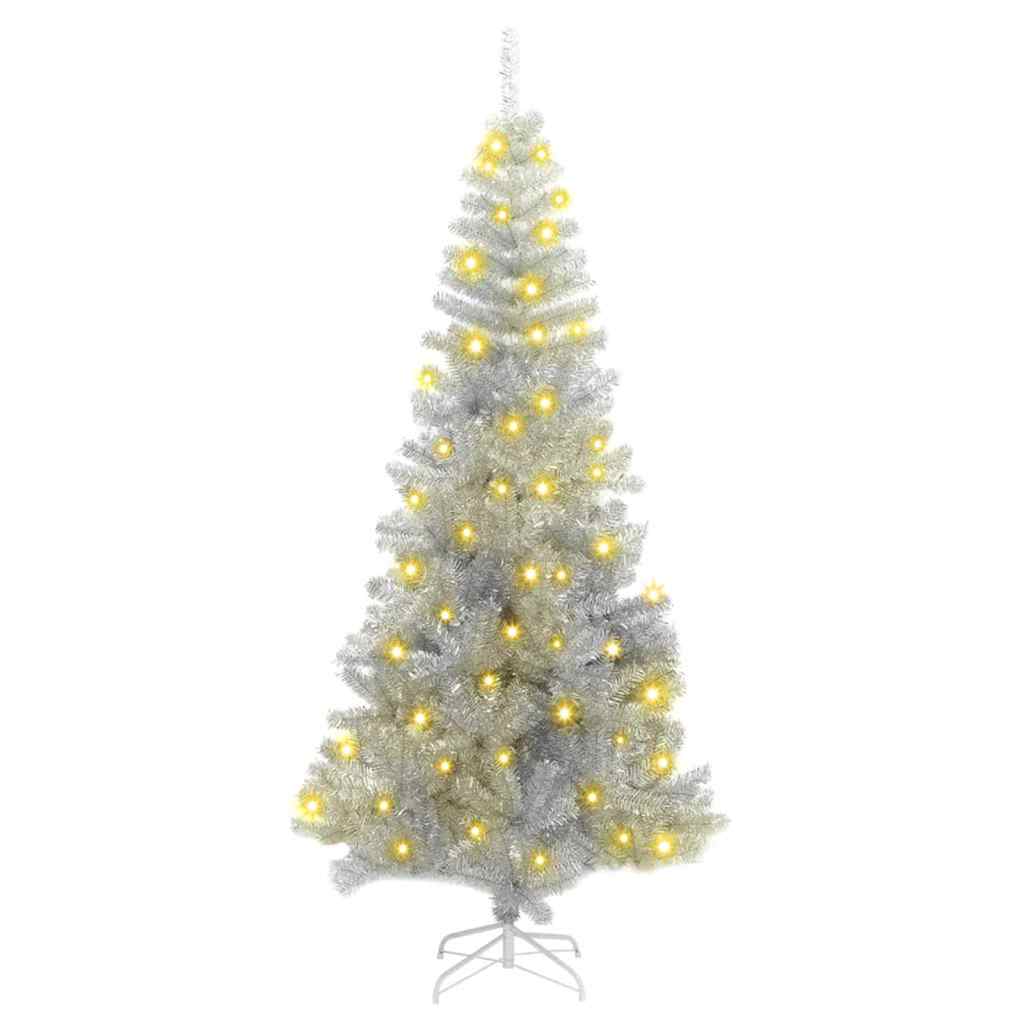 Christmas Tree with 300 LEDs with Stand Silver 180 cm PET