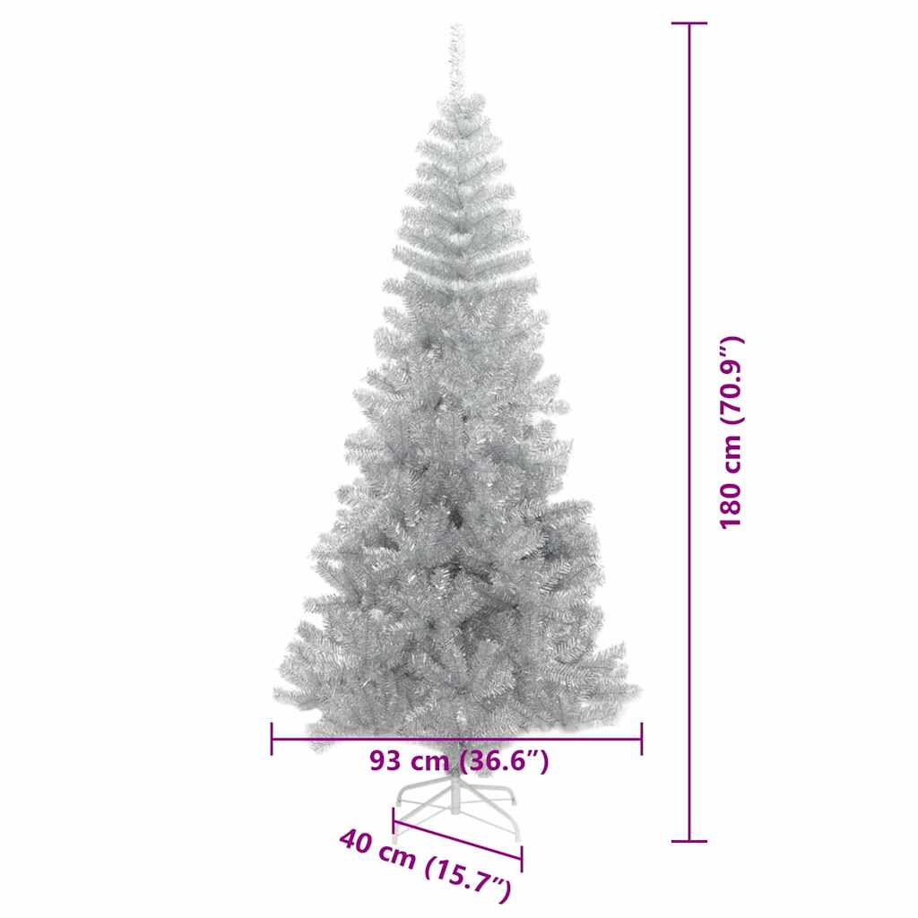 Christmas Tree with 300 LEDs with Stand Silver 180 cm PET