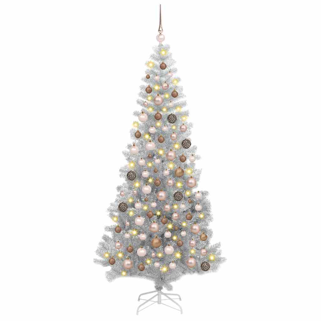 Christmas Tree with 300 LEDs with Stand Silver 180 cm PET