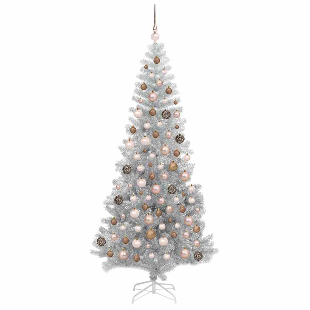 Christmas Tree with 300 LEDs with Stand Silver 180 cm PET