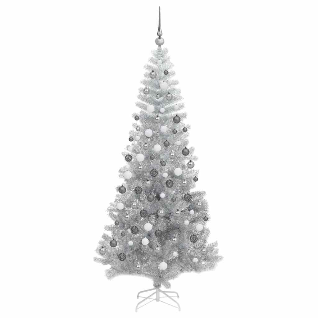 Christmas Tree with 300 LEDs with Stand Silver 180 cm PET