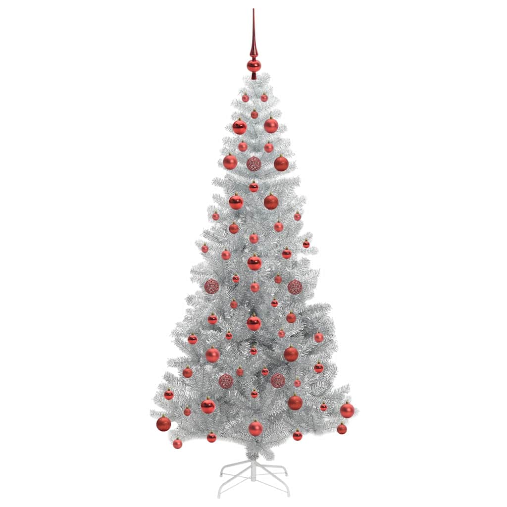 Christmas Tree with 300 LEDs with Stand Silver 180 cm PET