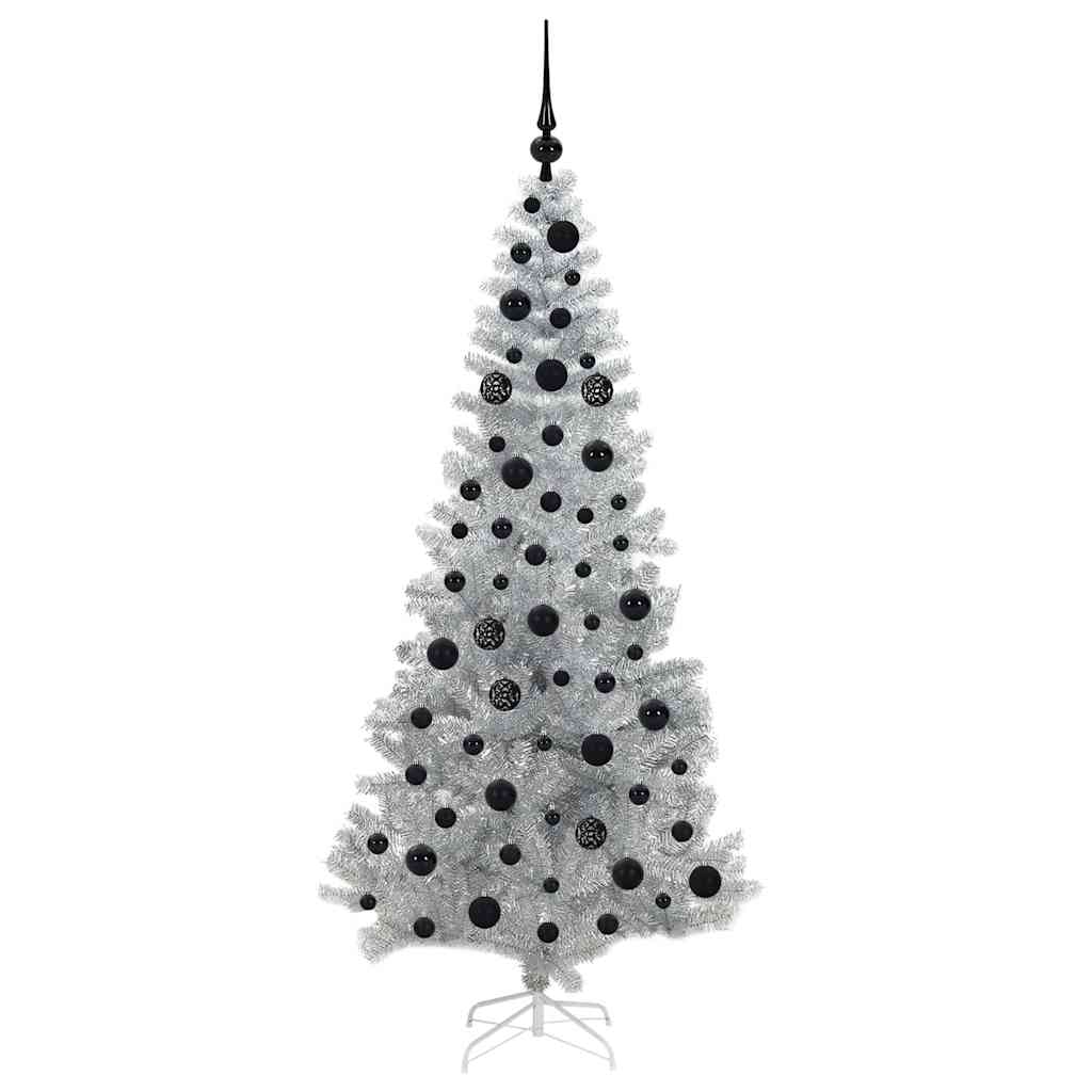 Christmas Tree with 300 LEDs with Stand Silver 180 cm PET