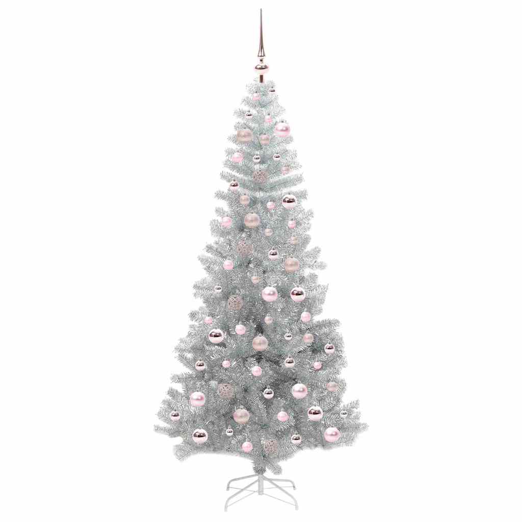 Christmas Tree with 300 LEDs with Stand Silver 180 cm PET