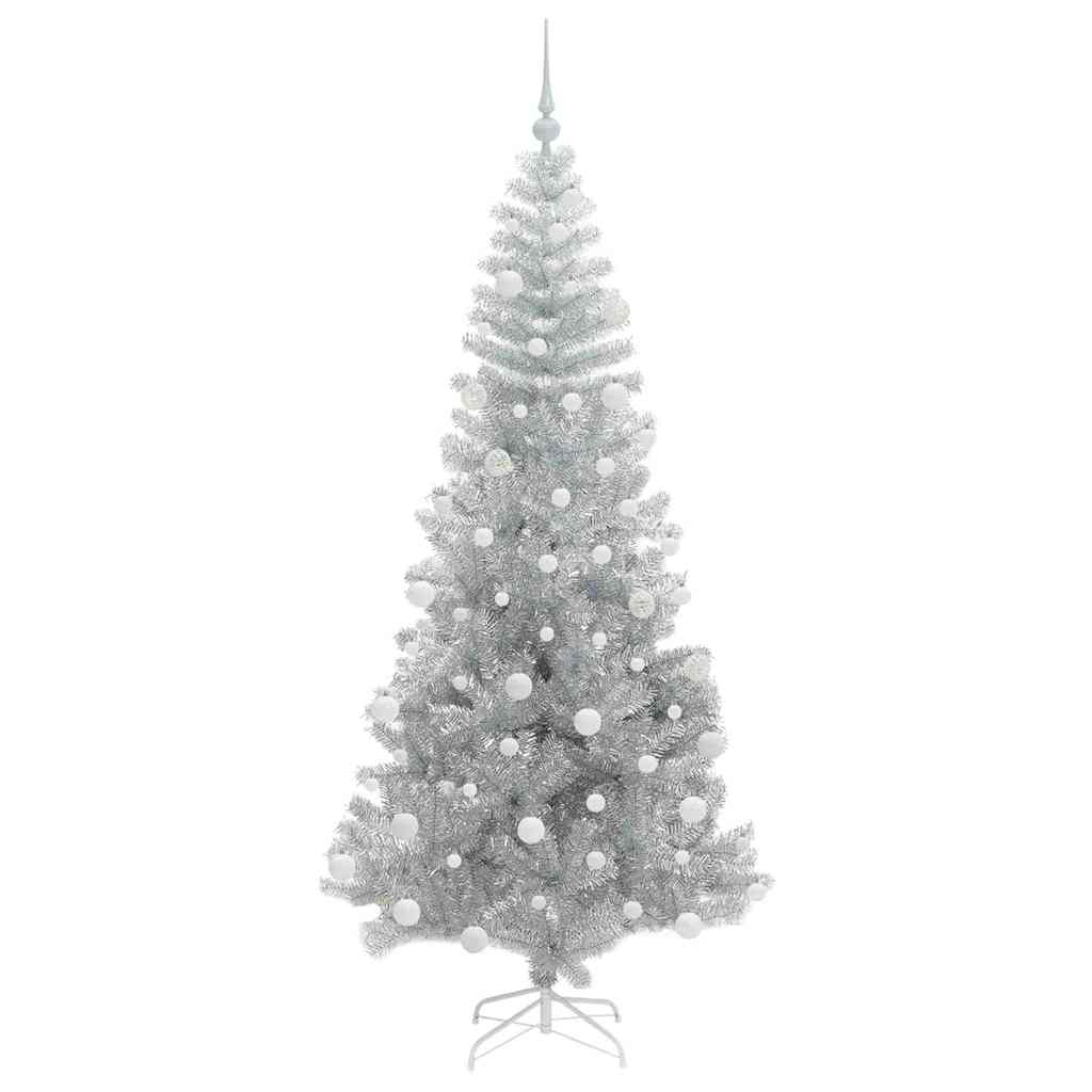 Christmas Tree with 300 LEDs with Stand Silver 180 cm PET