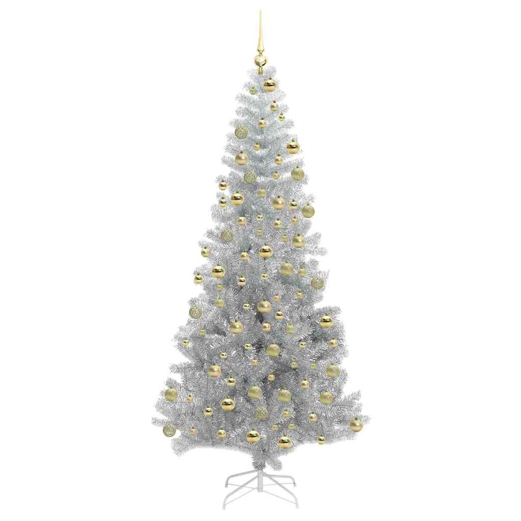 Christmas Tree with 300 LEDs with Stand Silver 180 cm PET