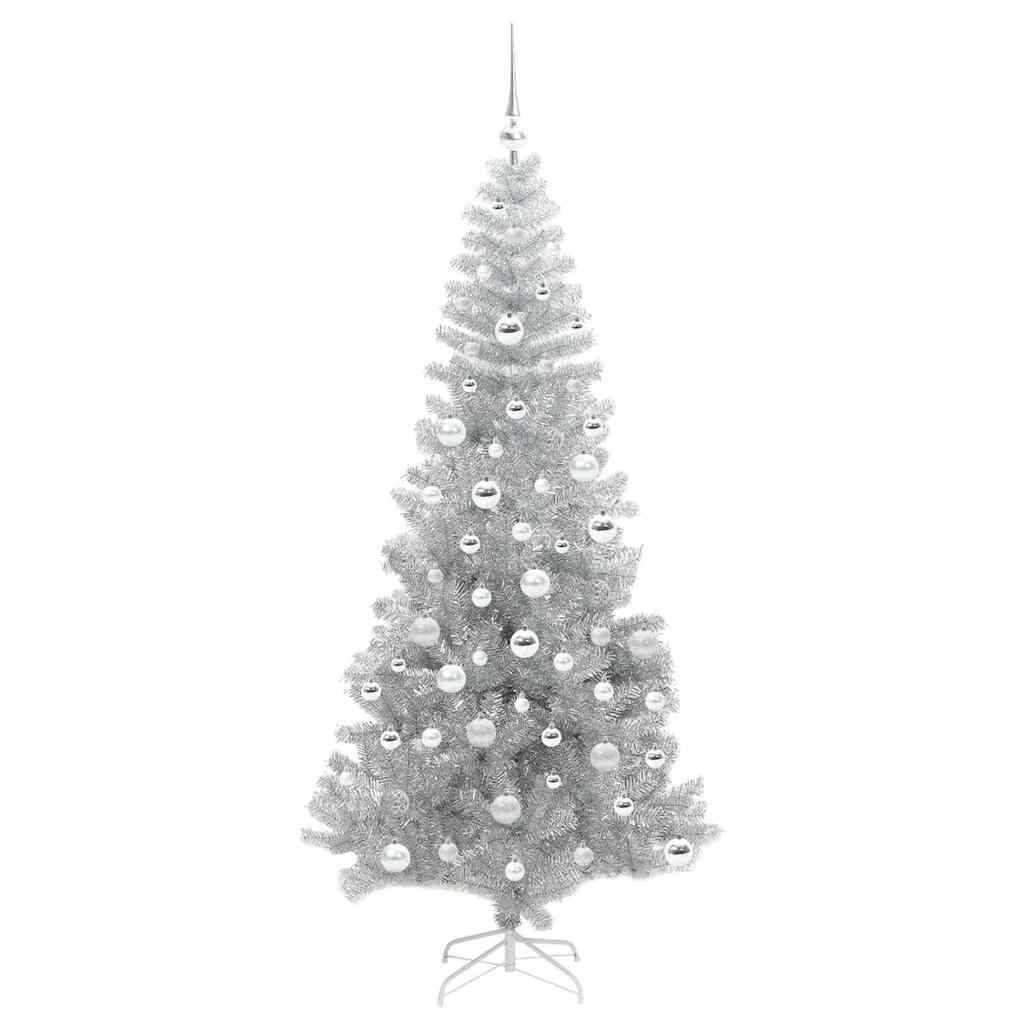 Christmas Tree with 300 LEDs with Stand Silver 180 cm PET