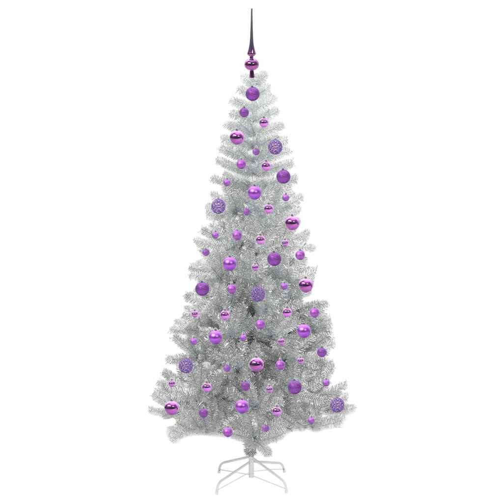 Christmas Tree with 300 LEDs with Stand Silver 180 cm PET