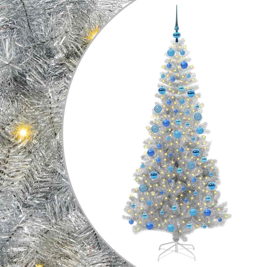 Christmas Tree with 300 LEDs with Stand Silver 180 cm PET