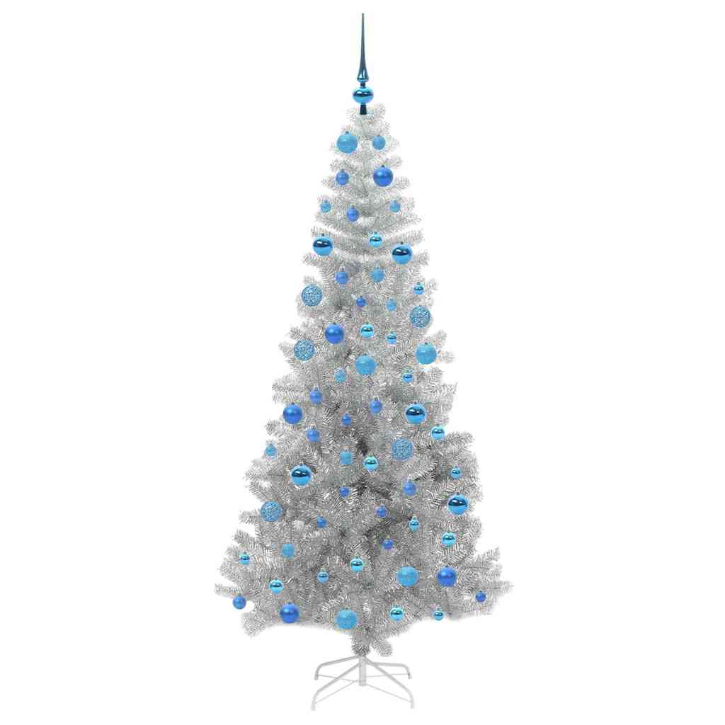Christmas Tree with 300 LEDs with Stand Silver 180 cm PET