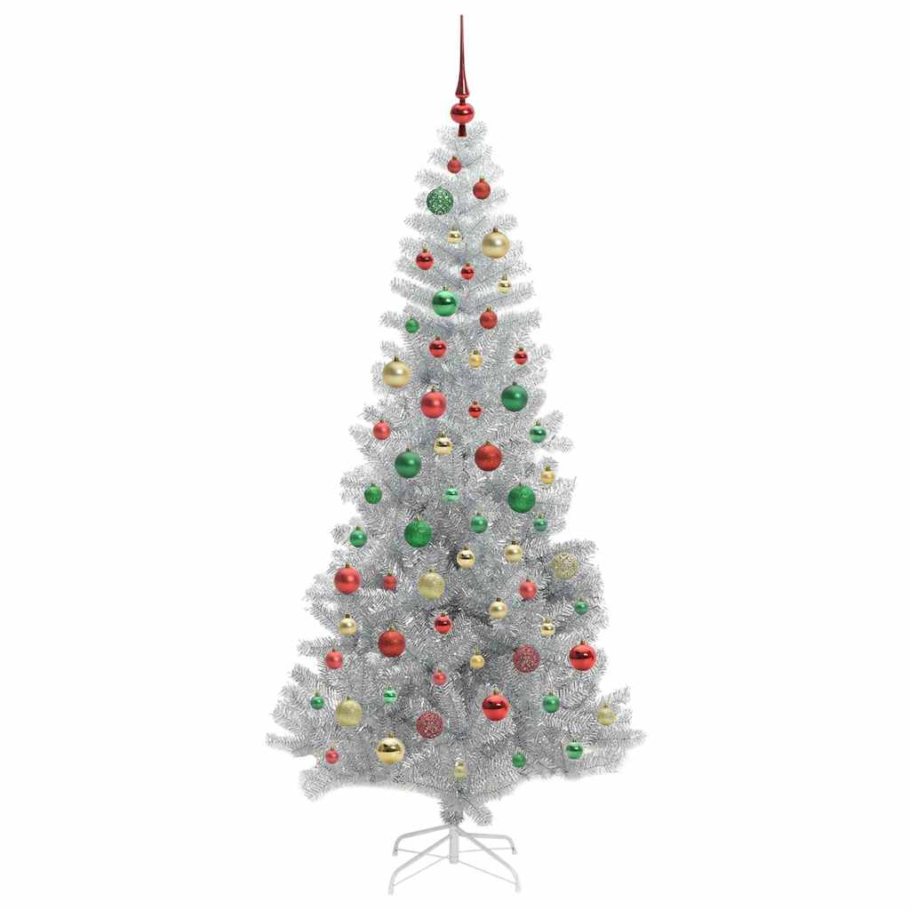 Christmas Tree with 300 LEDs with Stand Silver 180 cm PET