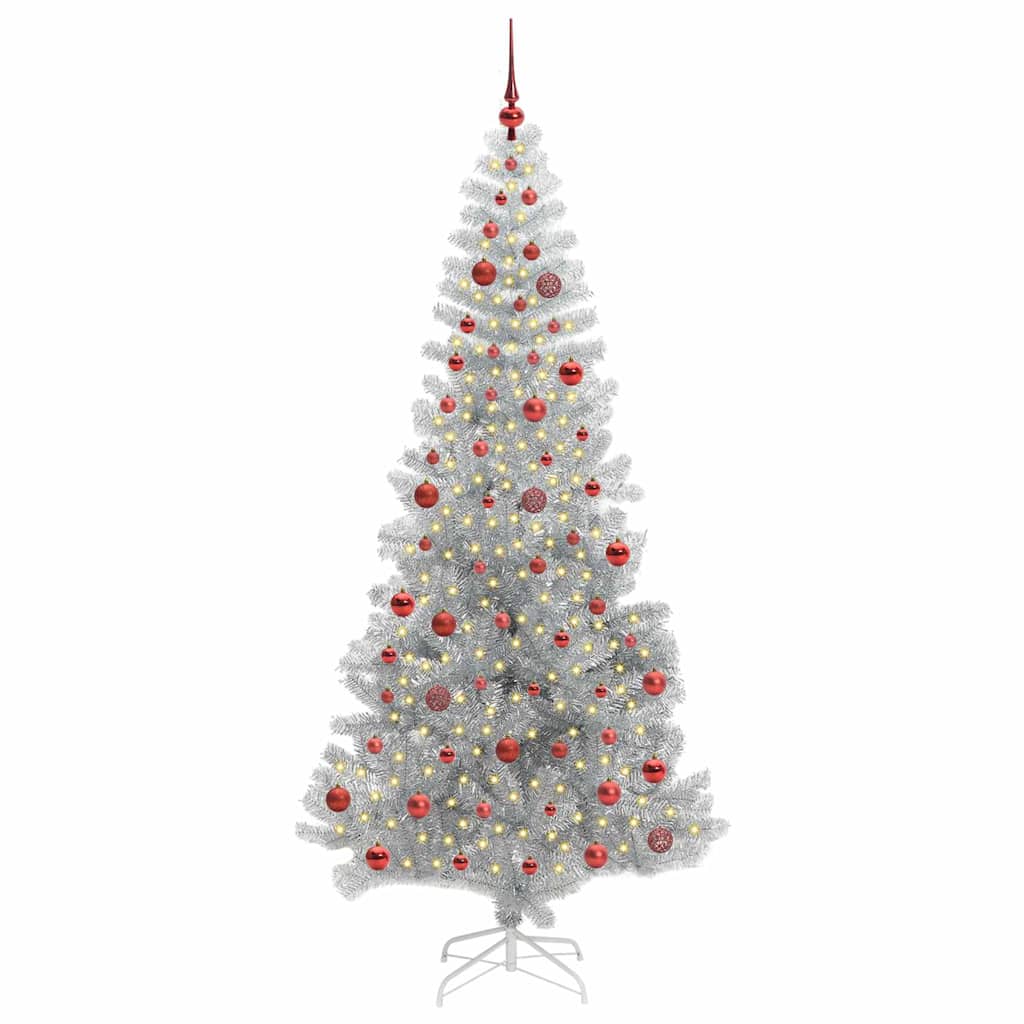 Christmas Tree with 300 LEDs with Stand Silver 210 cm PET